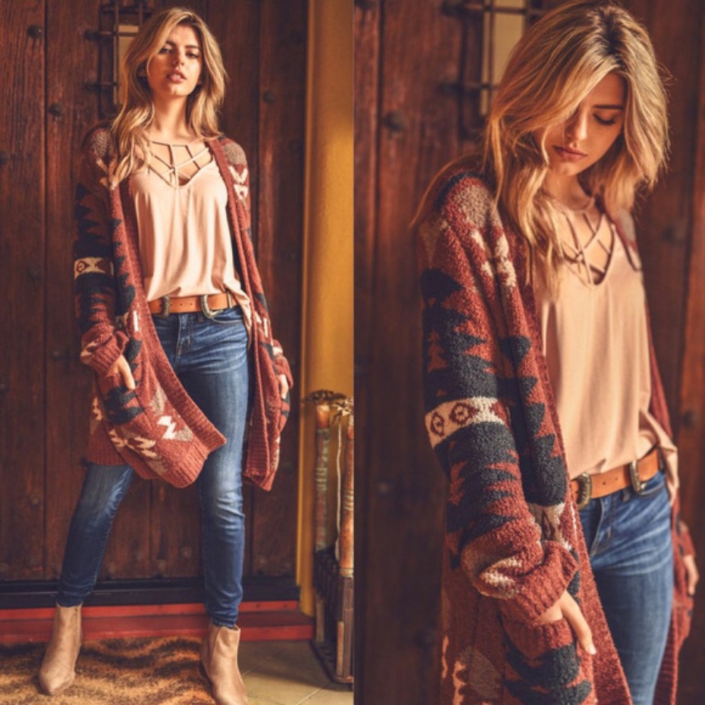 ⭐️⭐️Open Front Navajo, Aztec, Boho Style Cardigan